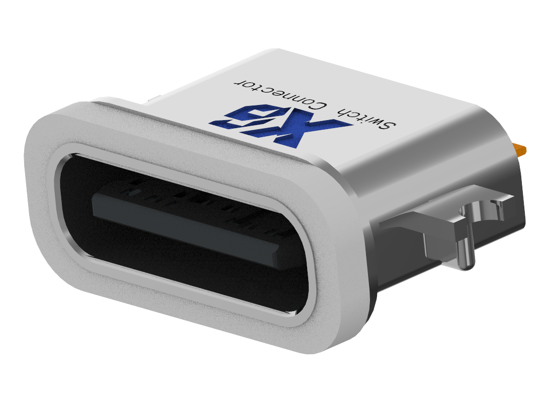 XB-ATCF-06-011 TYPE C 6P 沉板1.6防水母座L=6.7mm(外壳锌合金)